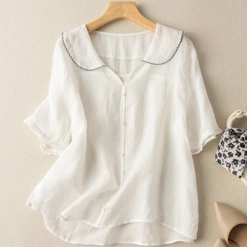 Classic feminine relaxed blouse for women | Adèle -5