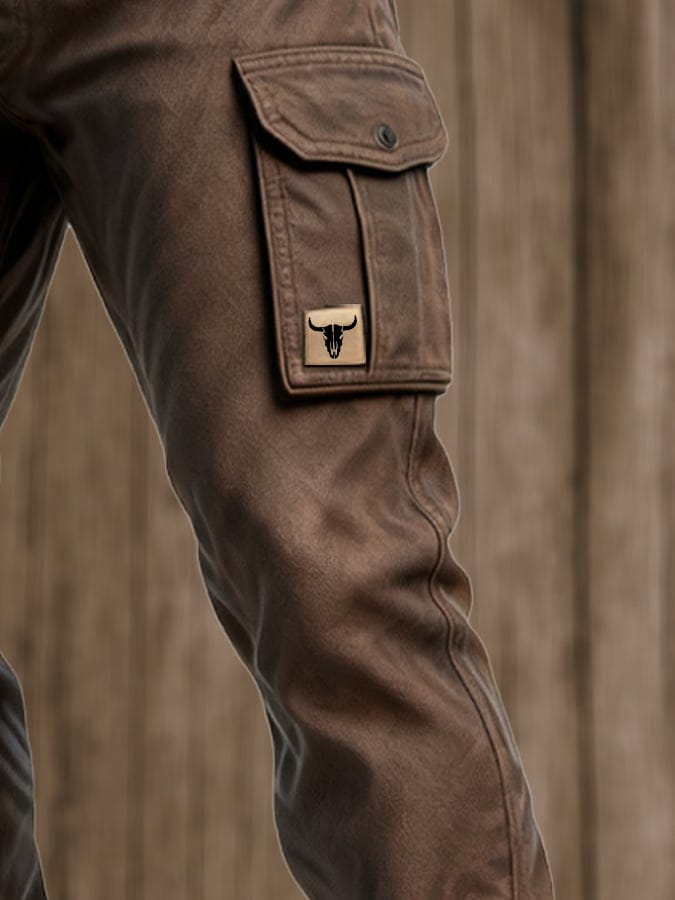 Durable utility relaxed cargo trousers for men | David -5