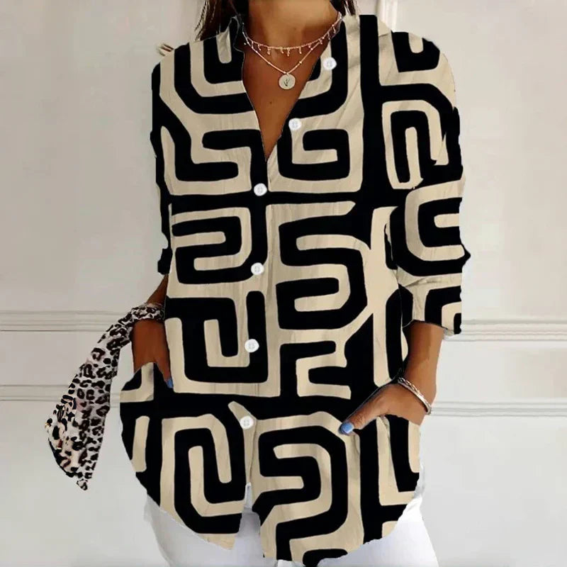 Classic feminine relaxed blouse for women | Ellaine -6