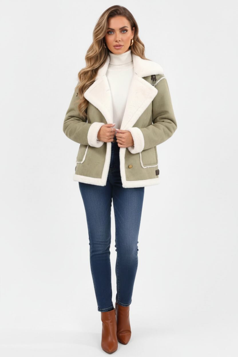 Elegant cosy warm faux fur jacket for women | Caurelle -10
