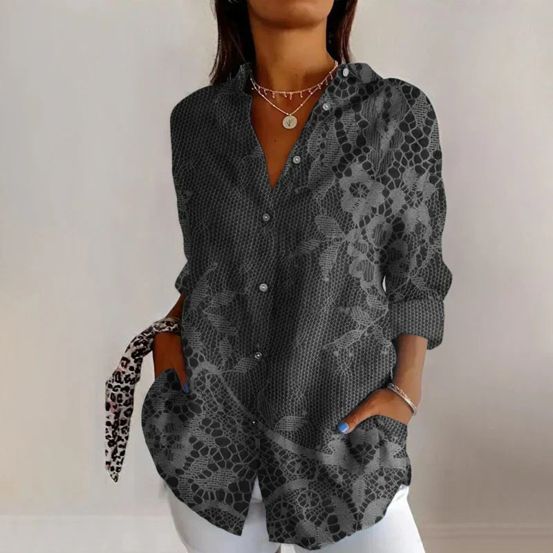 Classic feminine relaxed blouse for women | Ellaine -2