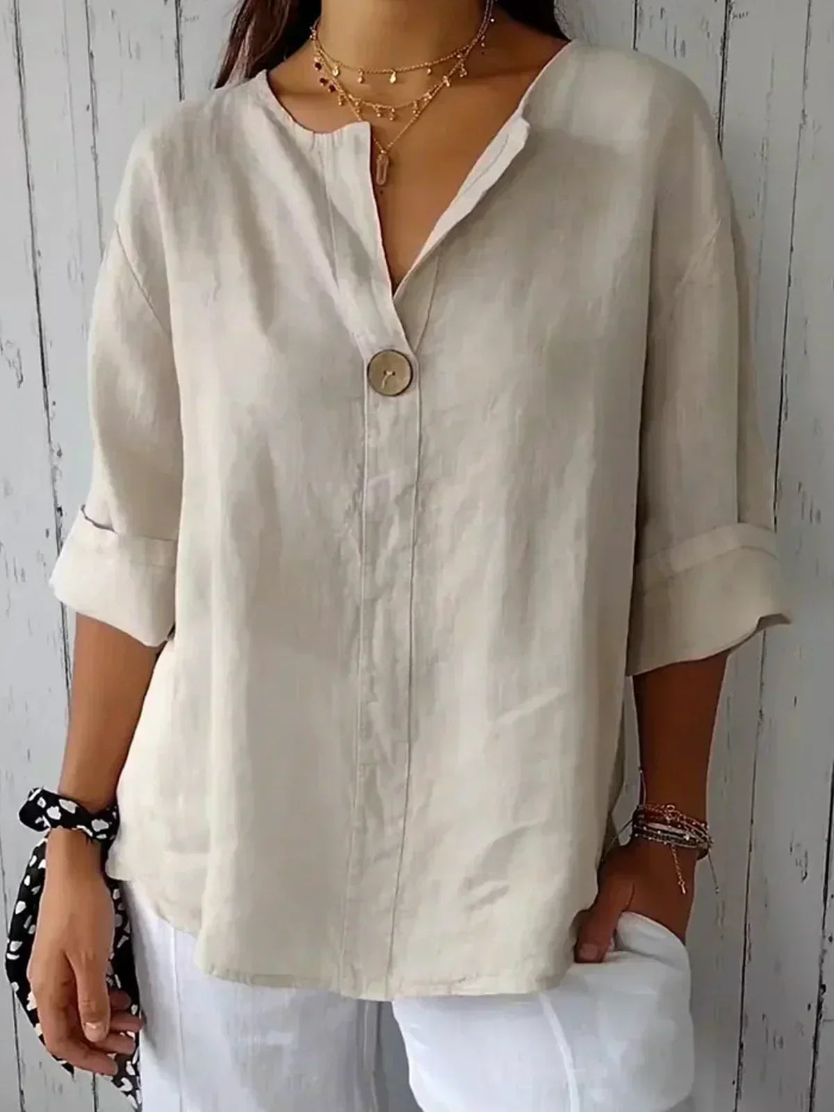 Classic feminine relaxed blouse for women | NAYLA -1