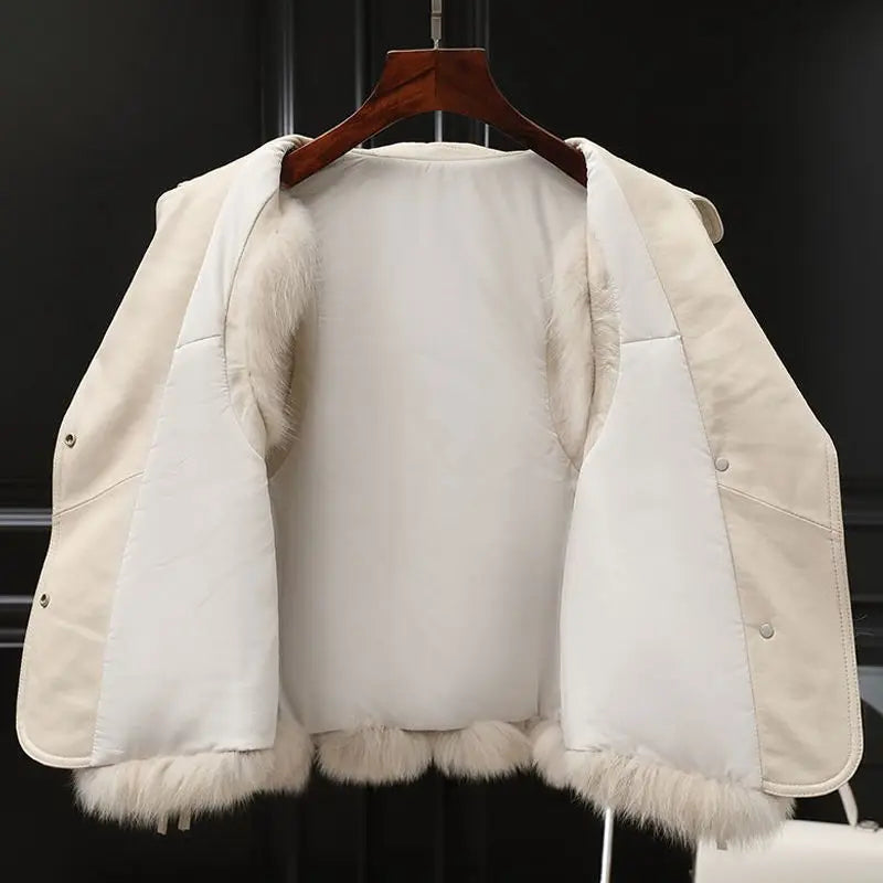 Elegant statement relaxed faux fur jacket for women | Nereida -9