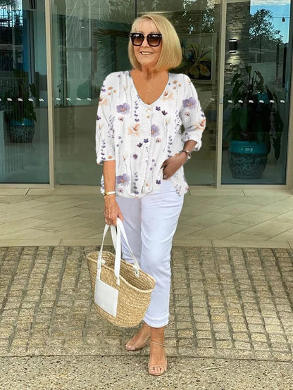 Elegant feminine relaxed blouse for women | Anita -3