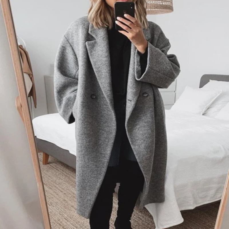 Classic tailored longline overcoat for women | Harper -1