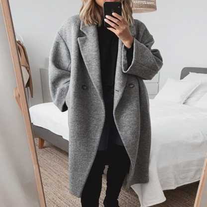 Classic tailored longline overcoat for women | Harper -1