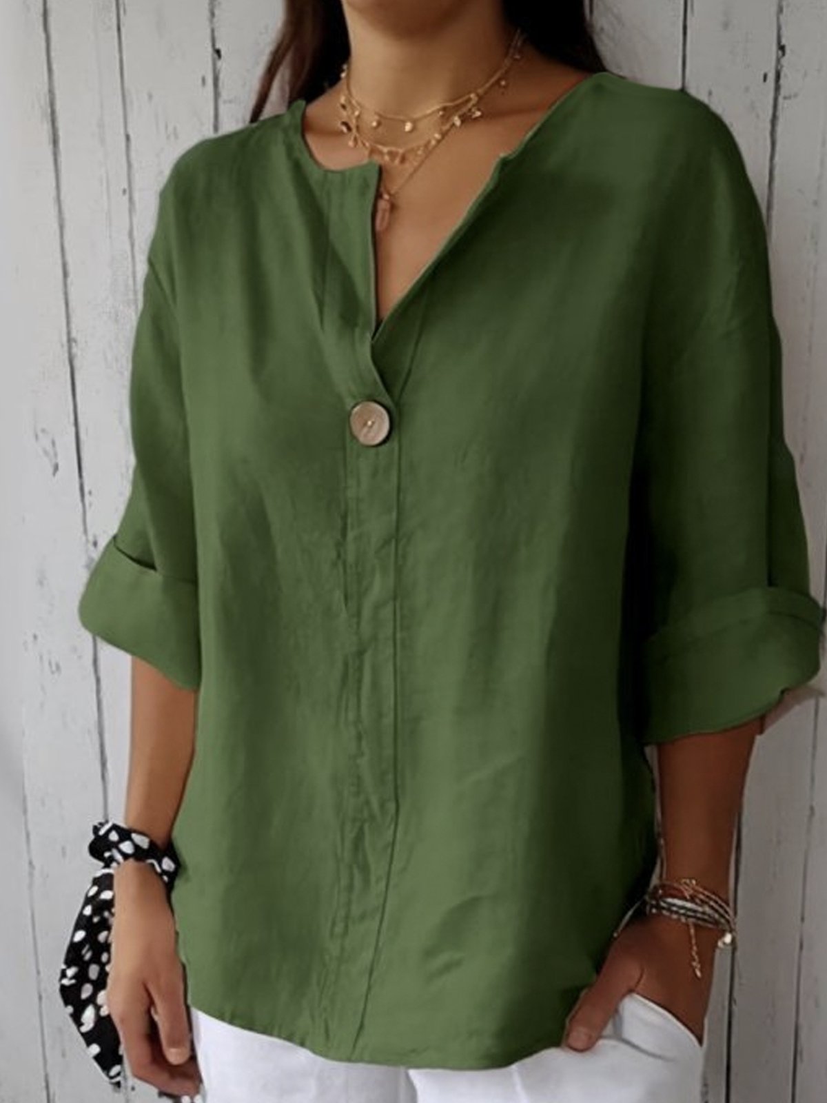 Classic feminine relaxed blouse for women | NAYLA -6
