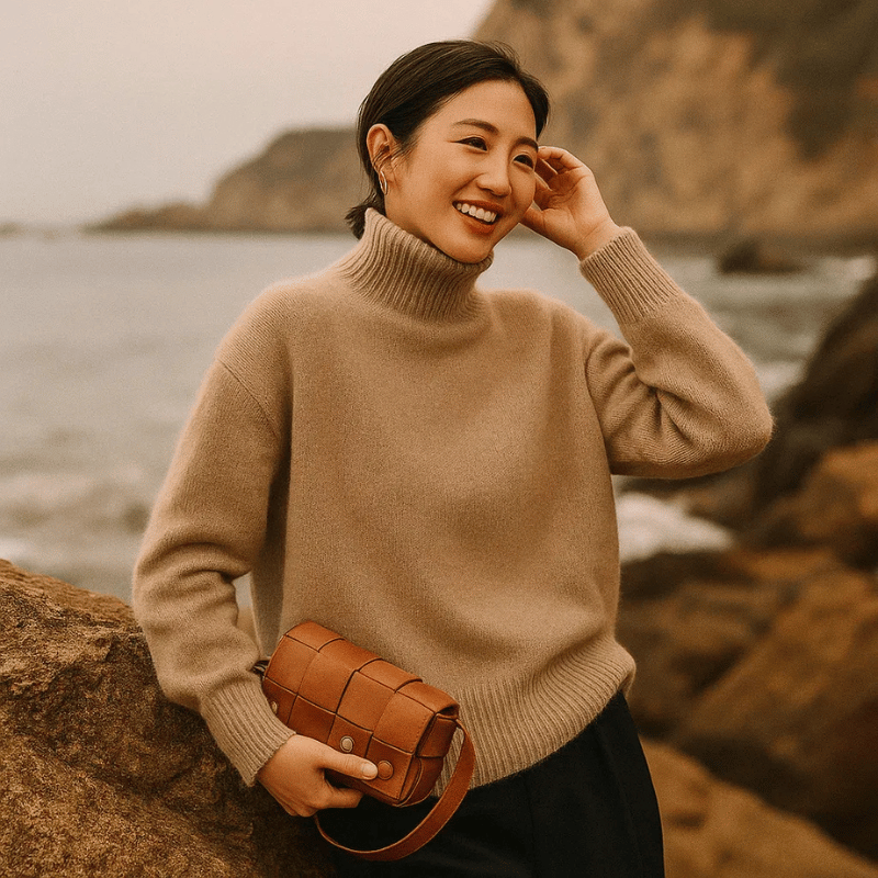 Classic relaxed ribbed jumper for women | Aurora -7