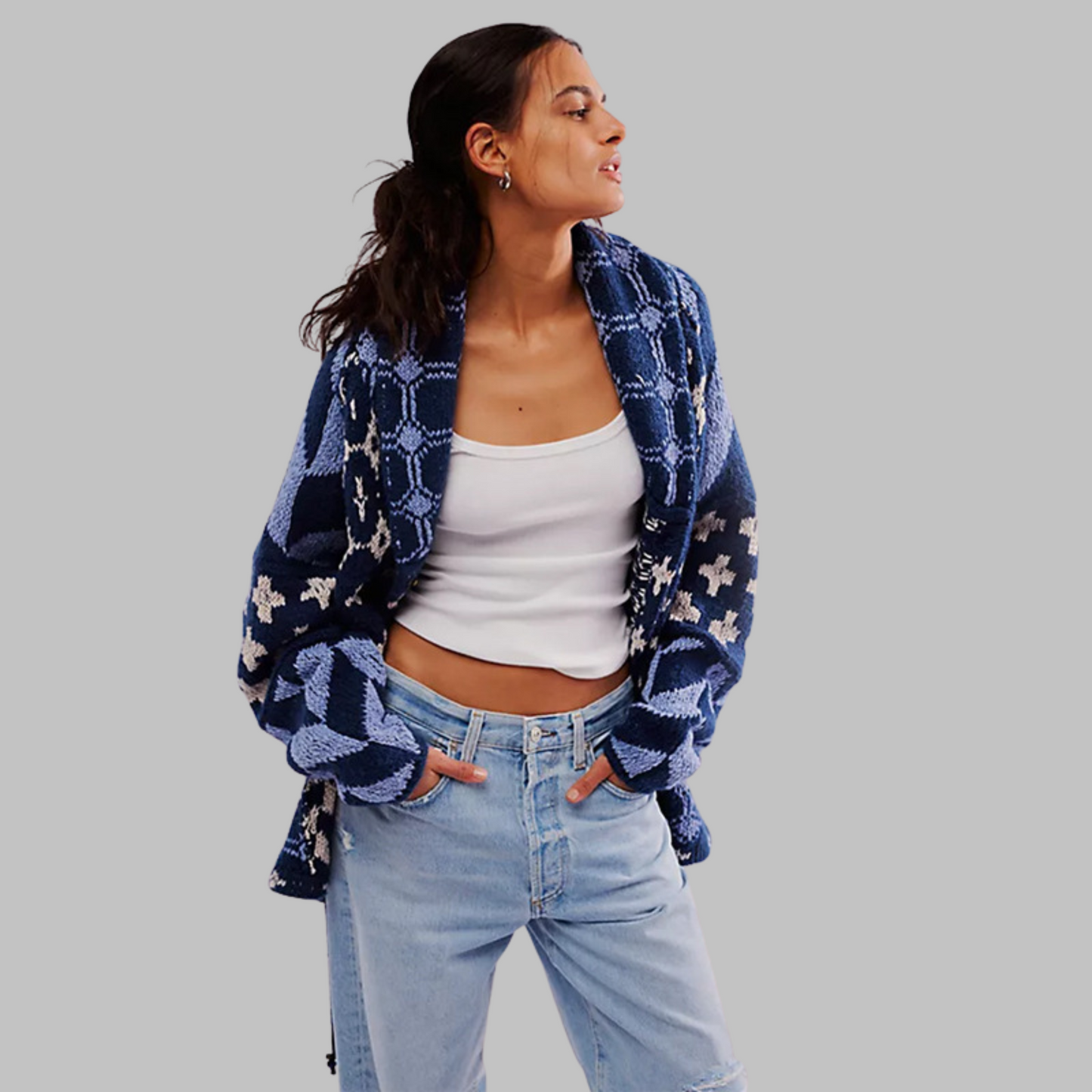 Cosy longline ribbed cardigan for women | Portia -7