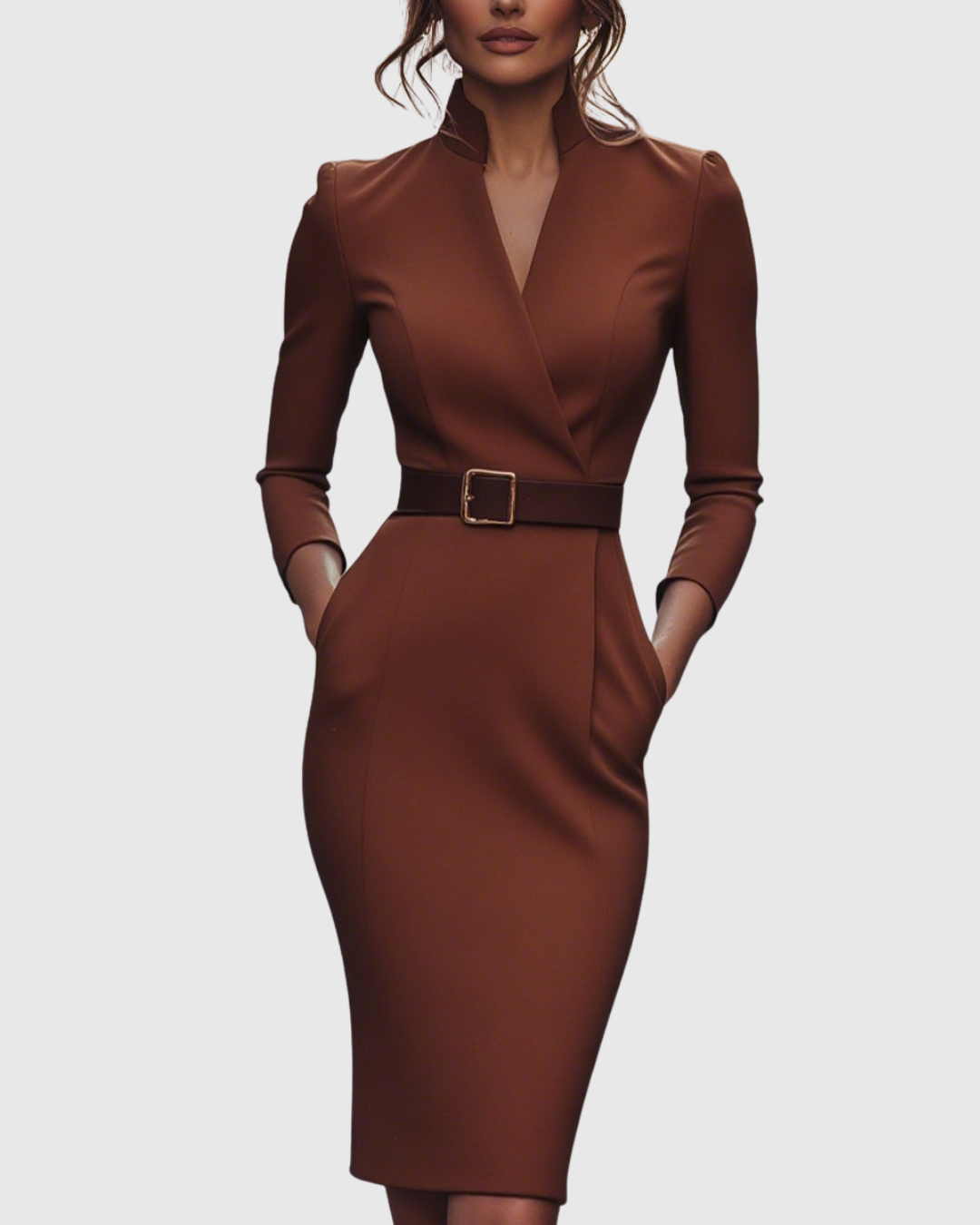 Elegant everyday relaxed midi dress for women | Claribel -6