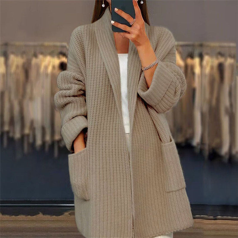 Relaxed longline ribbed cardigan for women | Thalira -6
