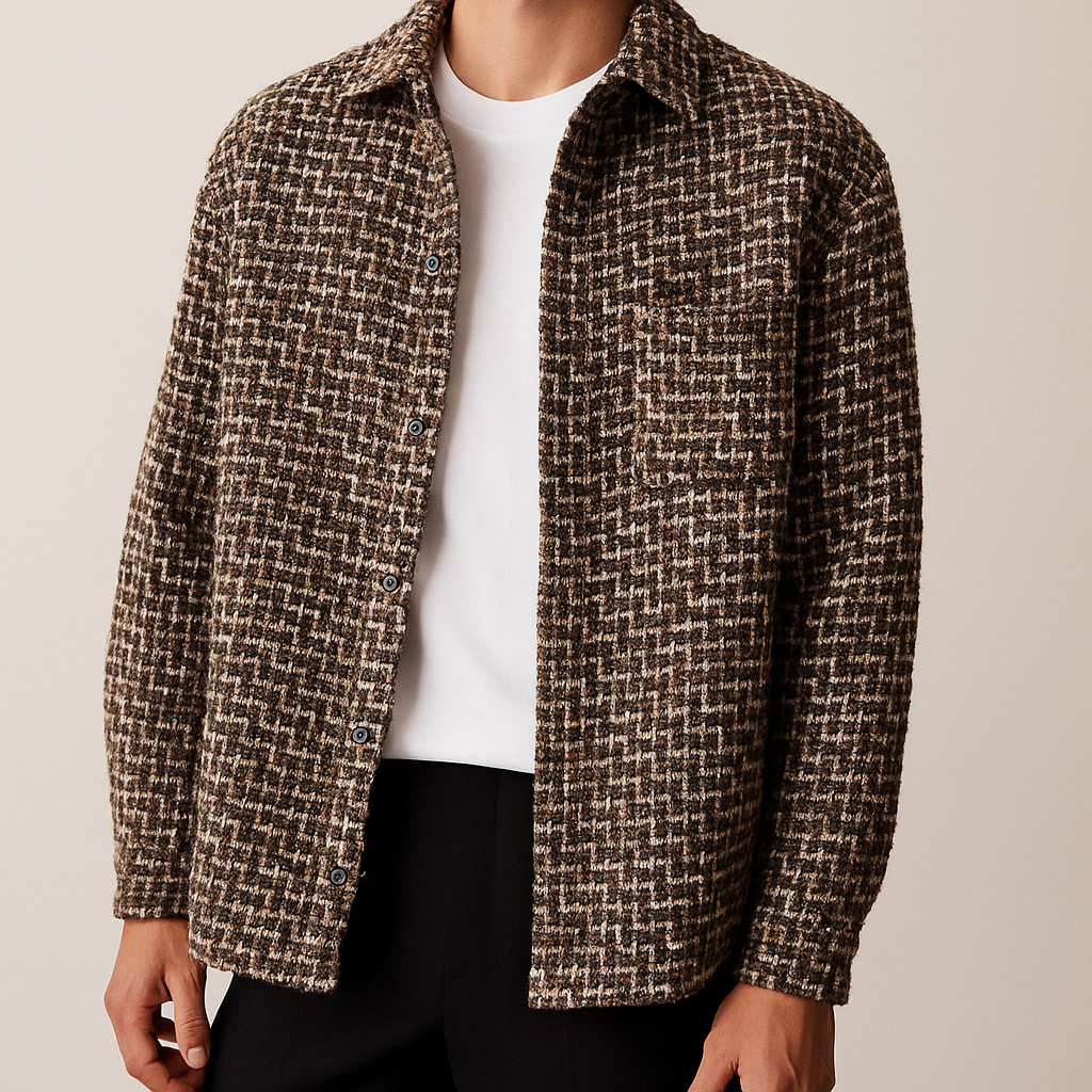 Classic everyday versatile overshirt for men | Houndstooth-pattern -2