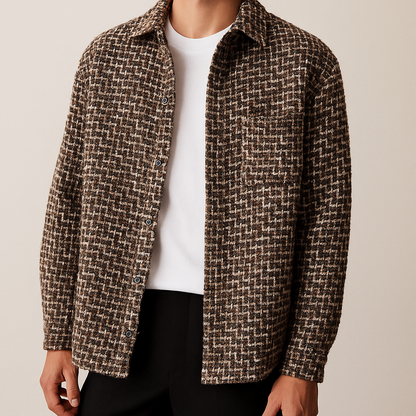 Classic everyday versatile overshirt for men | Houndstooth-pattern -2