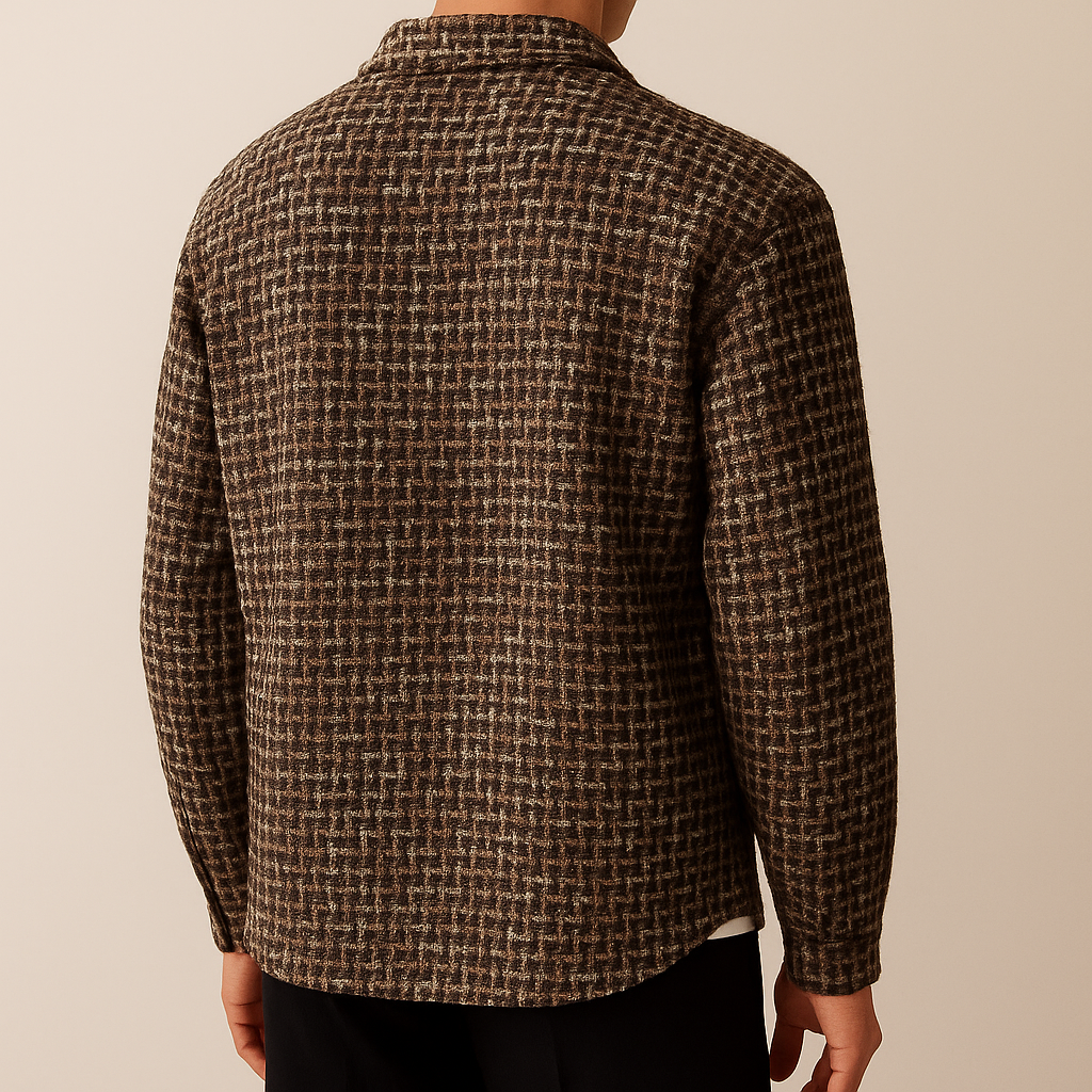 Classic everyday versatile overshirt for men | Houndstooth-pattern -7