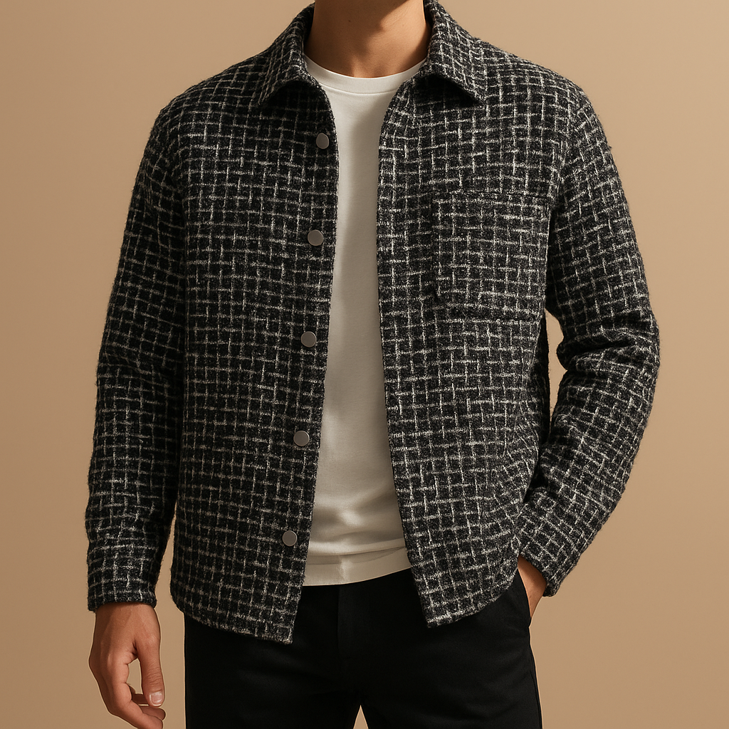 Classic everyday versatile overshirt for men | Houndstooth-pattern -1