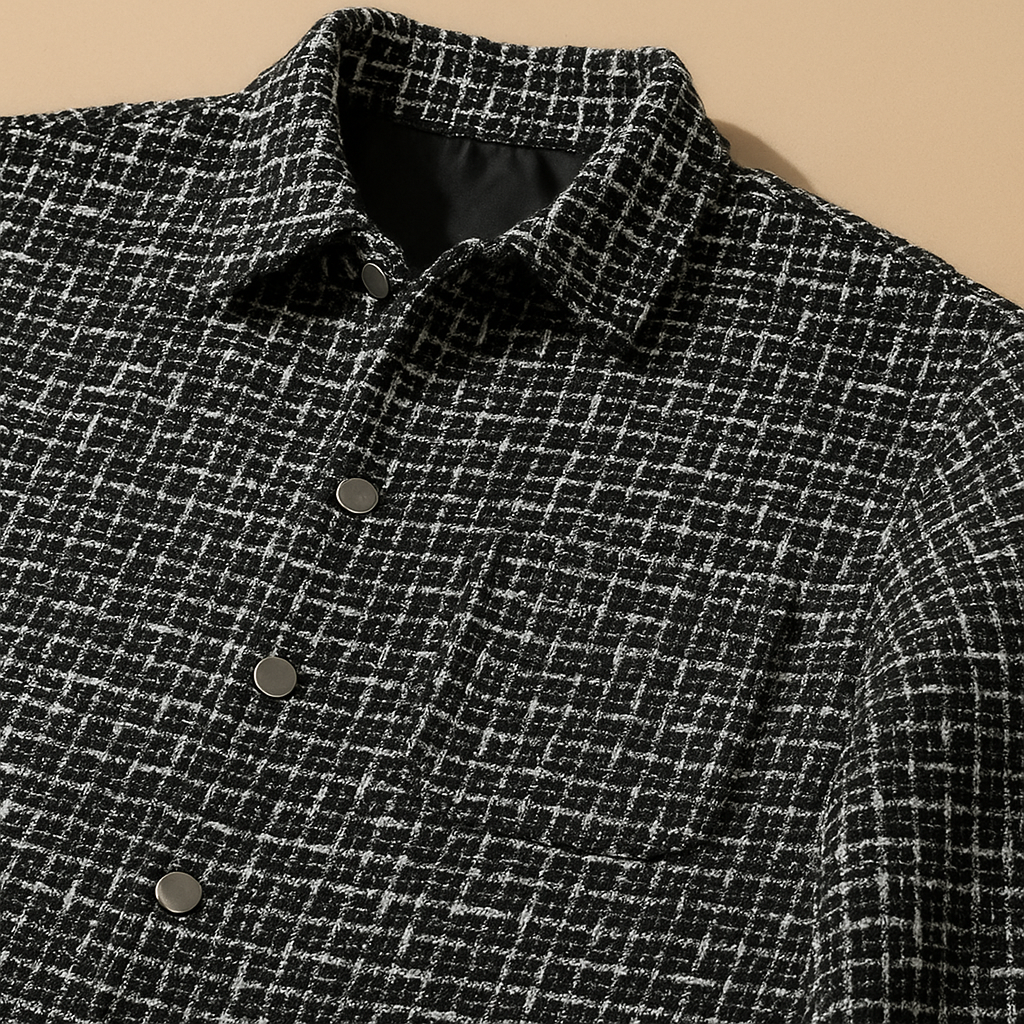 Classic everyday versatile overshirt for men | Houndstooth-pattern -4