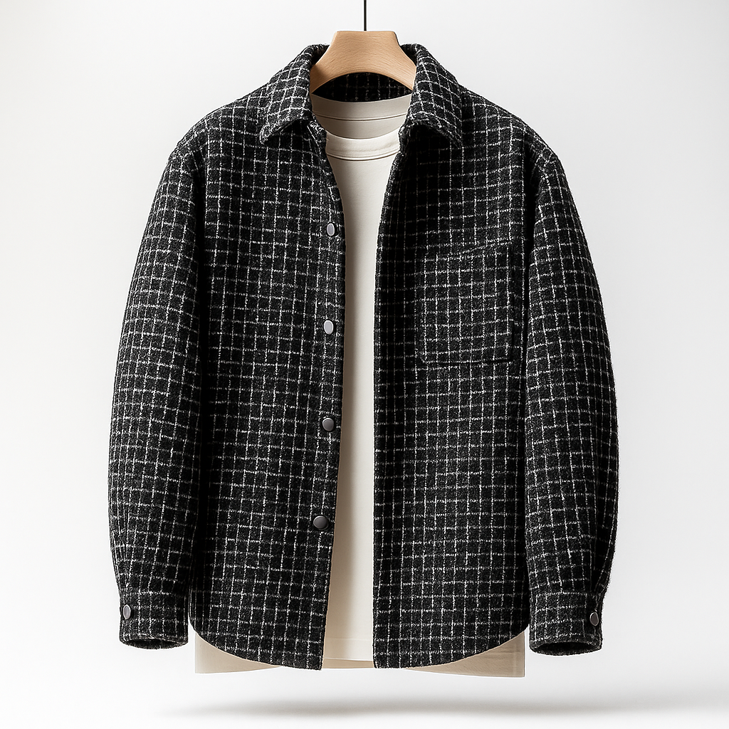 Classic everyday versatile overshirt for men | Houndstooth-pattern -3