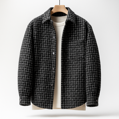Classic everyday versatile overshirt for men | Houndstooth-pattern -3