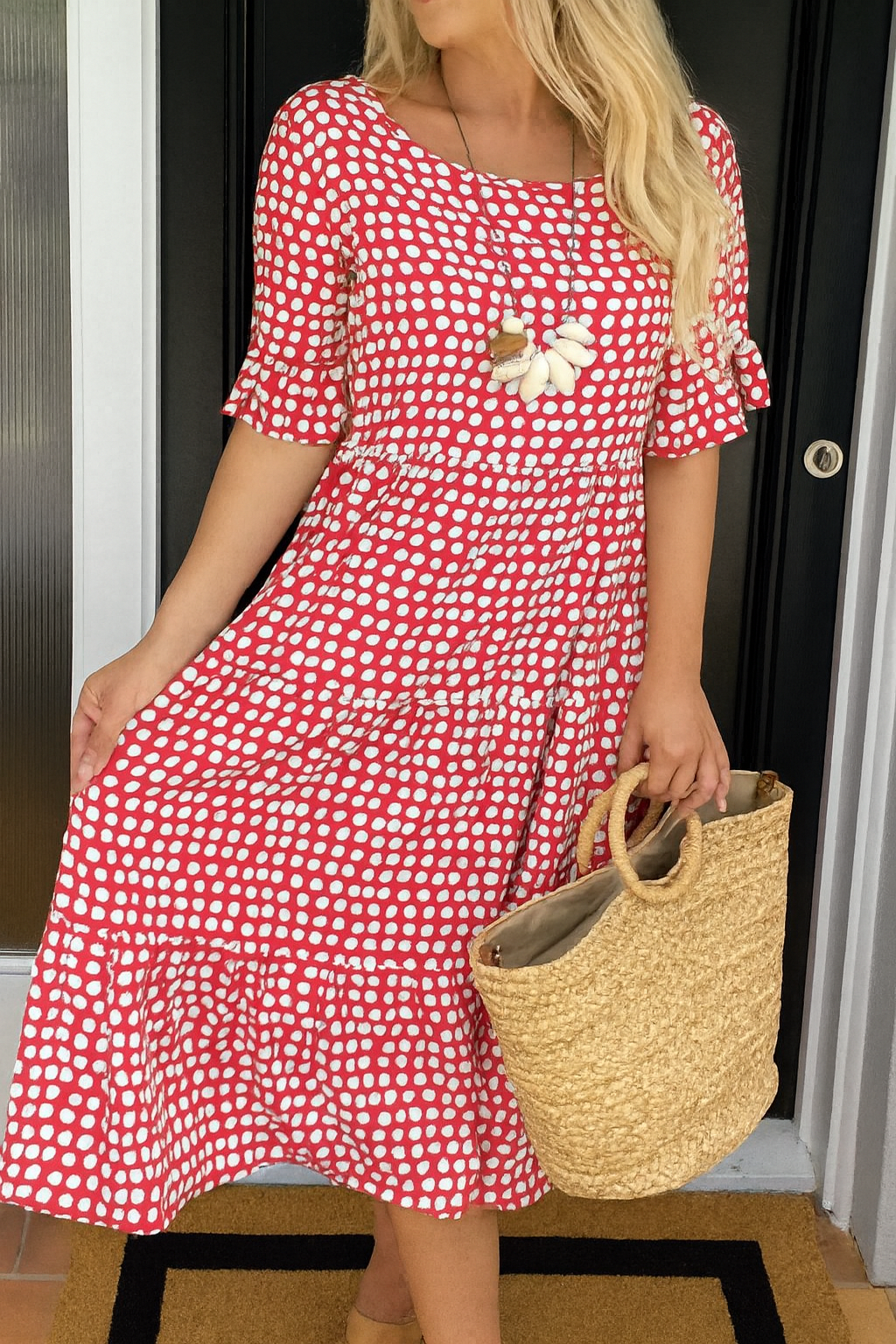 Classic feminine relaxed midi dress for women | Iris -9