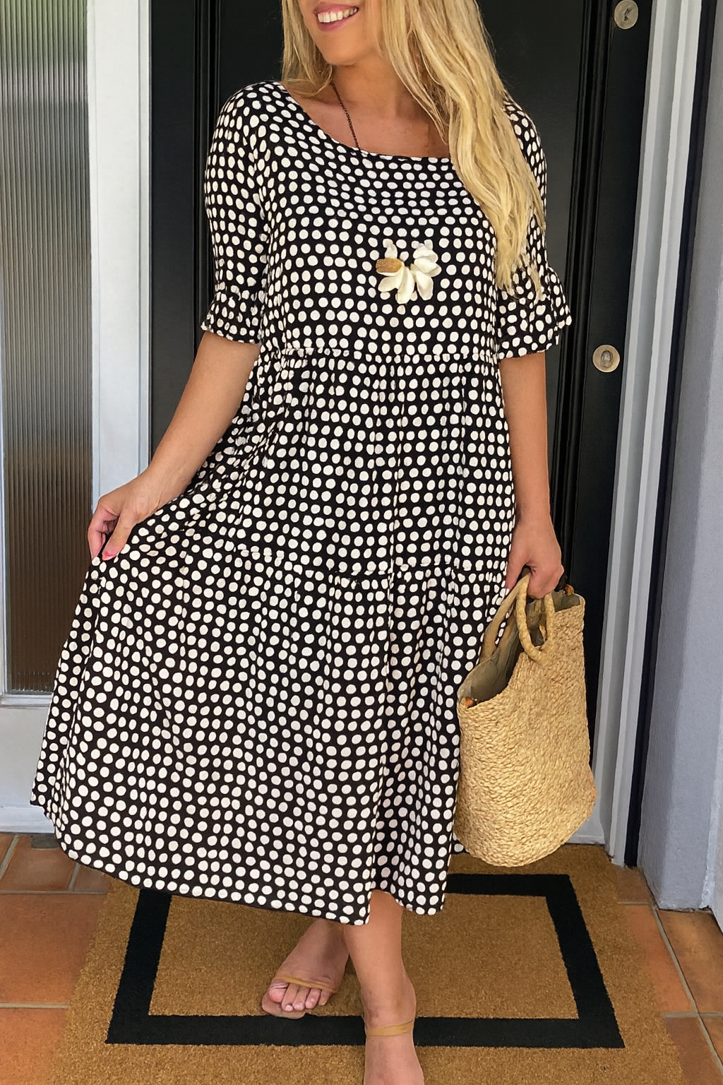 Classic feminine relaxed midi dress for women | Iris -4