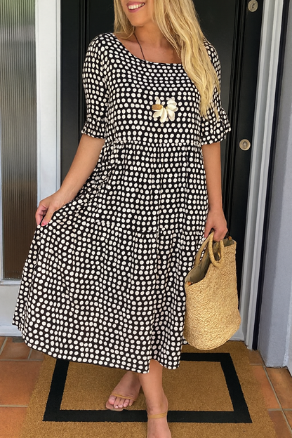 Classic feminine relaxed midi dress for women | Iris -4
