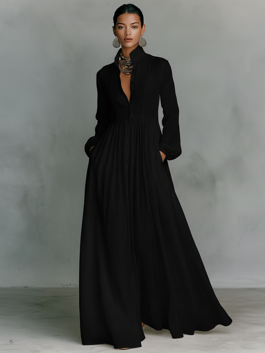 Classic elegant flowy maxi dress for women -4