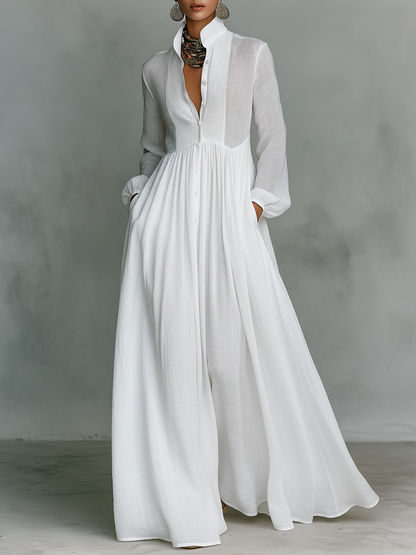 Classic elegant flowy maxi dress for women -1