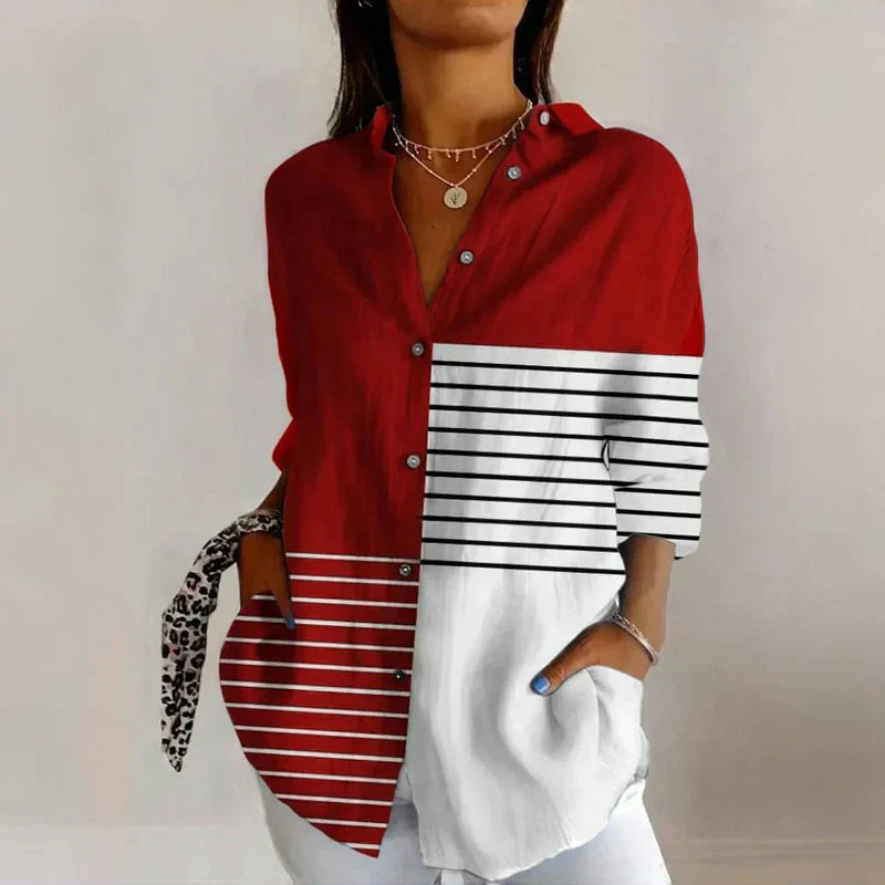 Classic feminine relaxed blouse for women | Ellaine -4