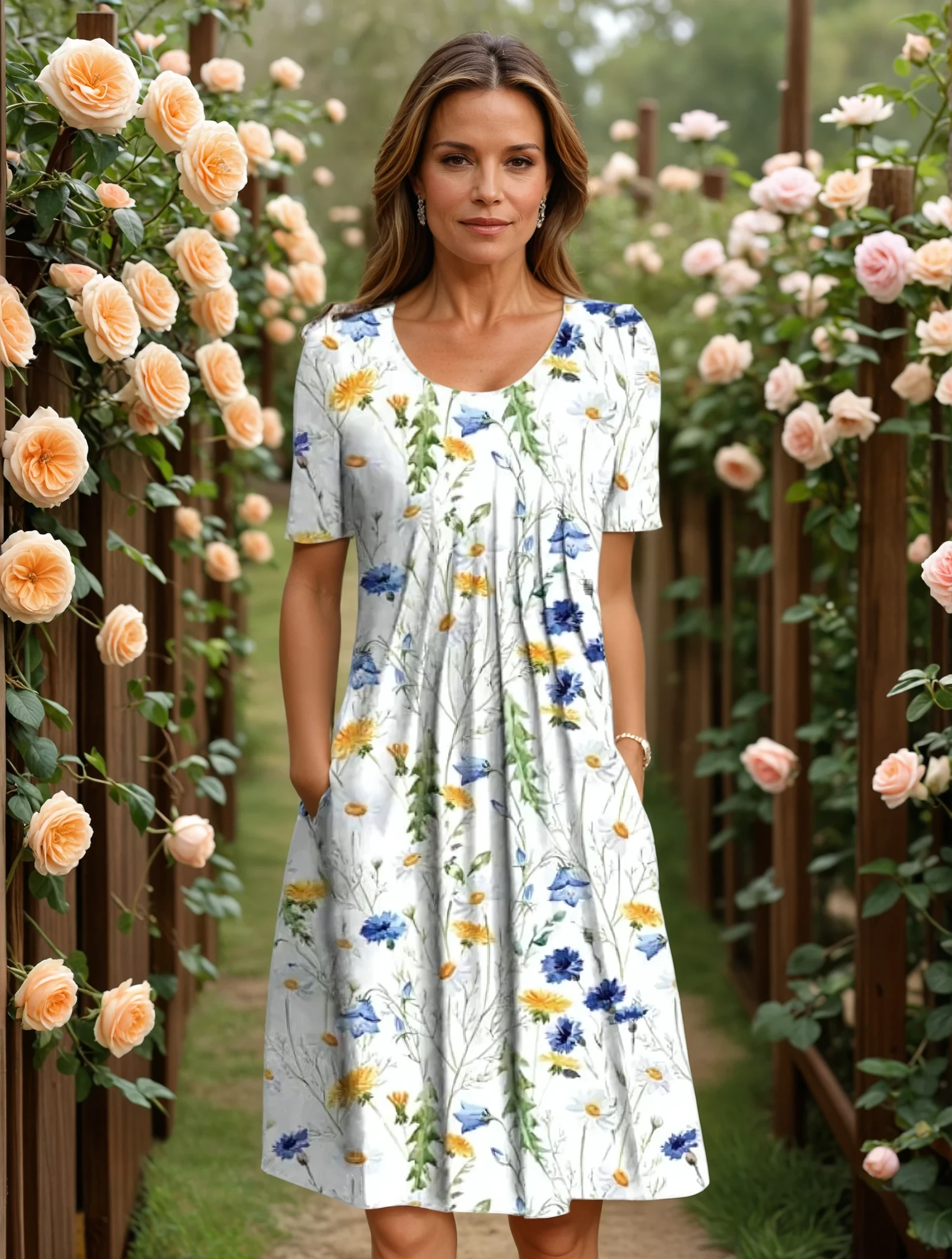 Classic elegant flowy dress for women | Marianne -2