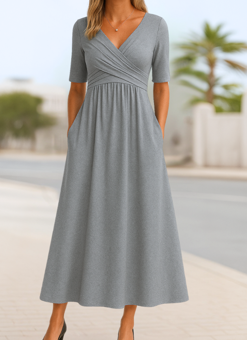 Classic flowy everyday dress for women | Elira -4