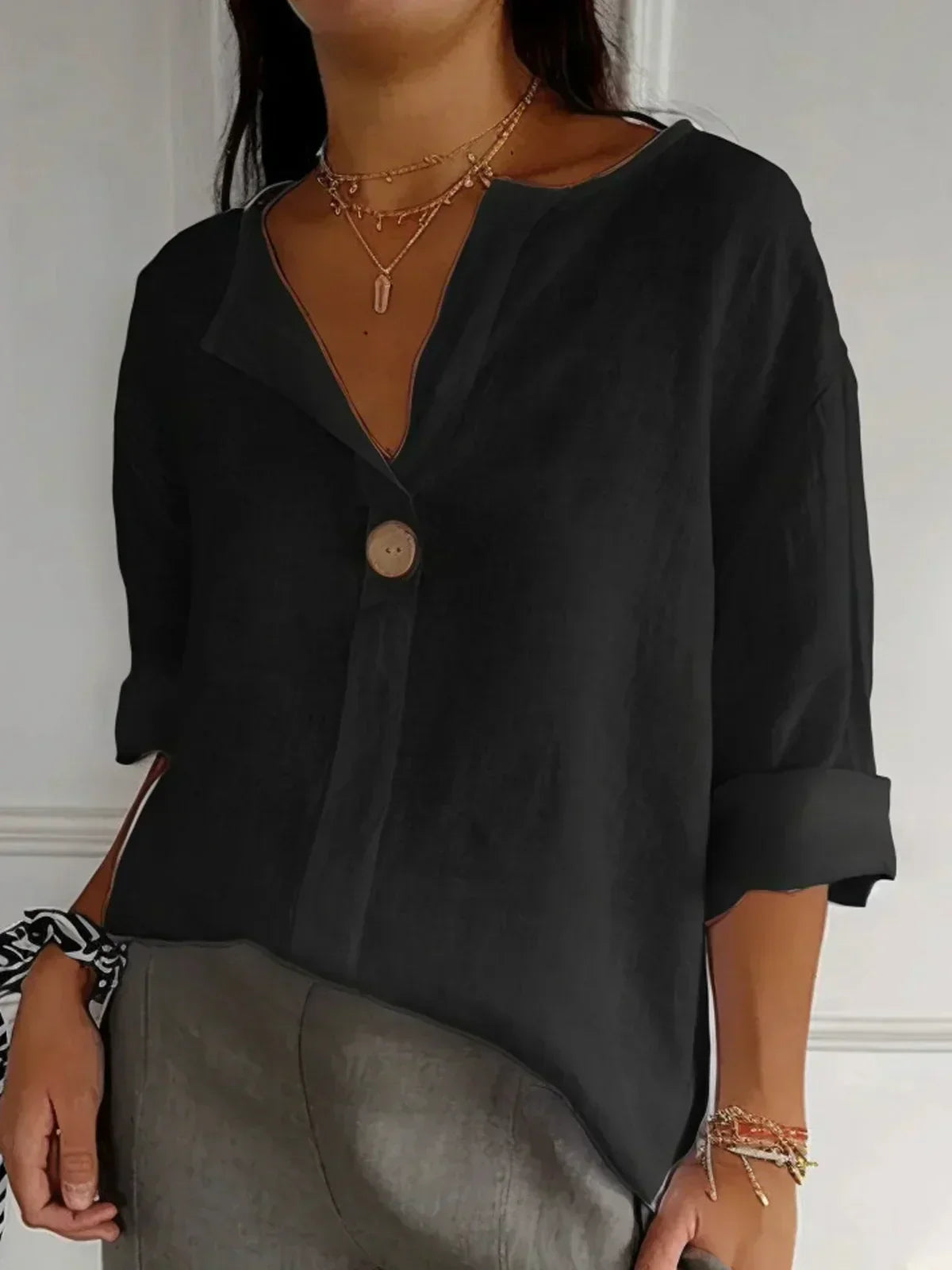 Classic feminine relaxed blouse for women | NAYLA -5