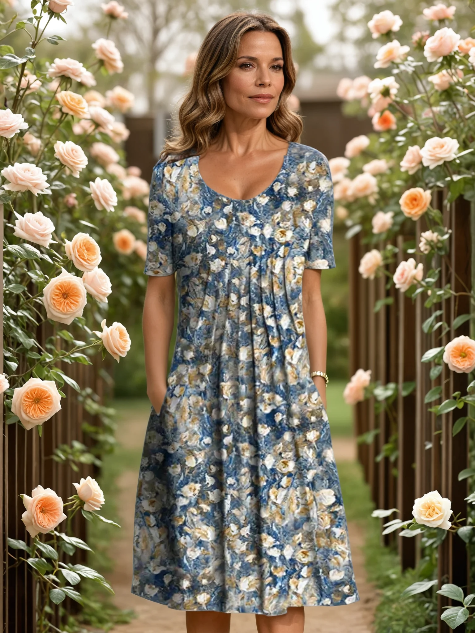 Classic elegant flowy dress for women | Marianne -3