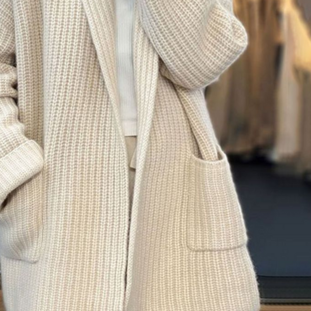 Relaxed longline ribbed cardigan for women | Thalira -4