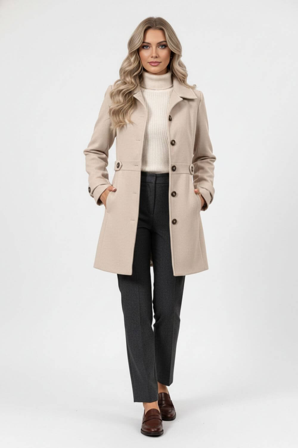 Classic elegant insulated coat for women | Caurelle -6