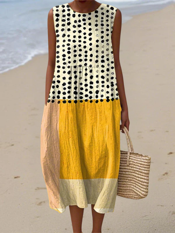 Classic everyday relaxed midi dress for women | Leah -1