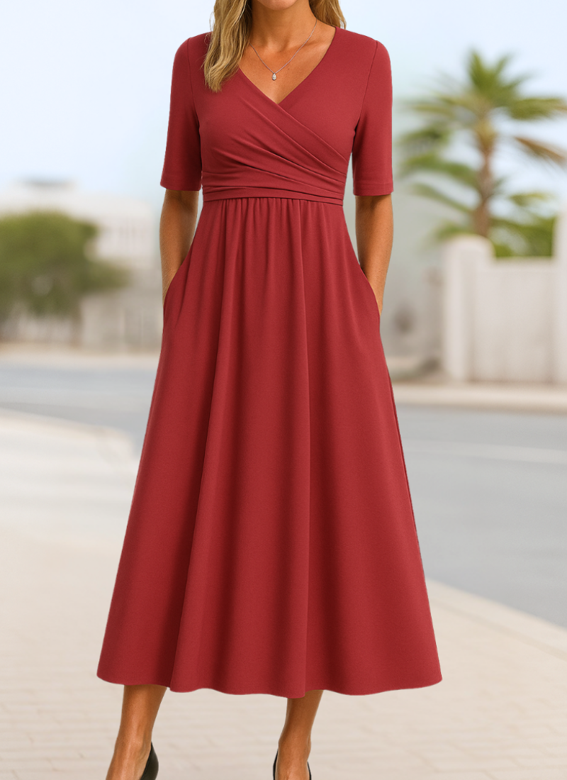 Classic flowy everyday dress for women | Elira -2