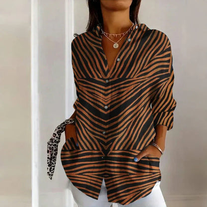 Classic feminine relaxed blouse for women | Ellaine -3