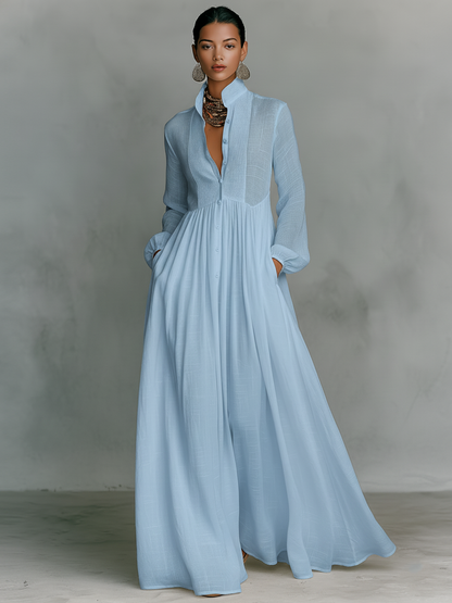 Classic elegant flowy maxi dress for women -3