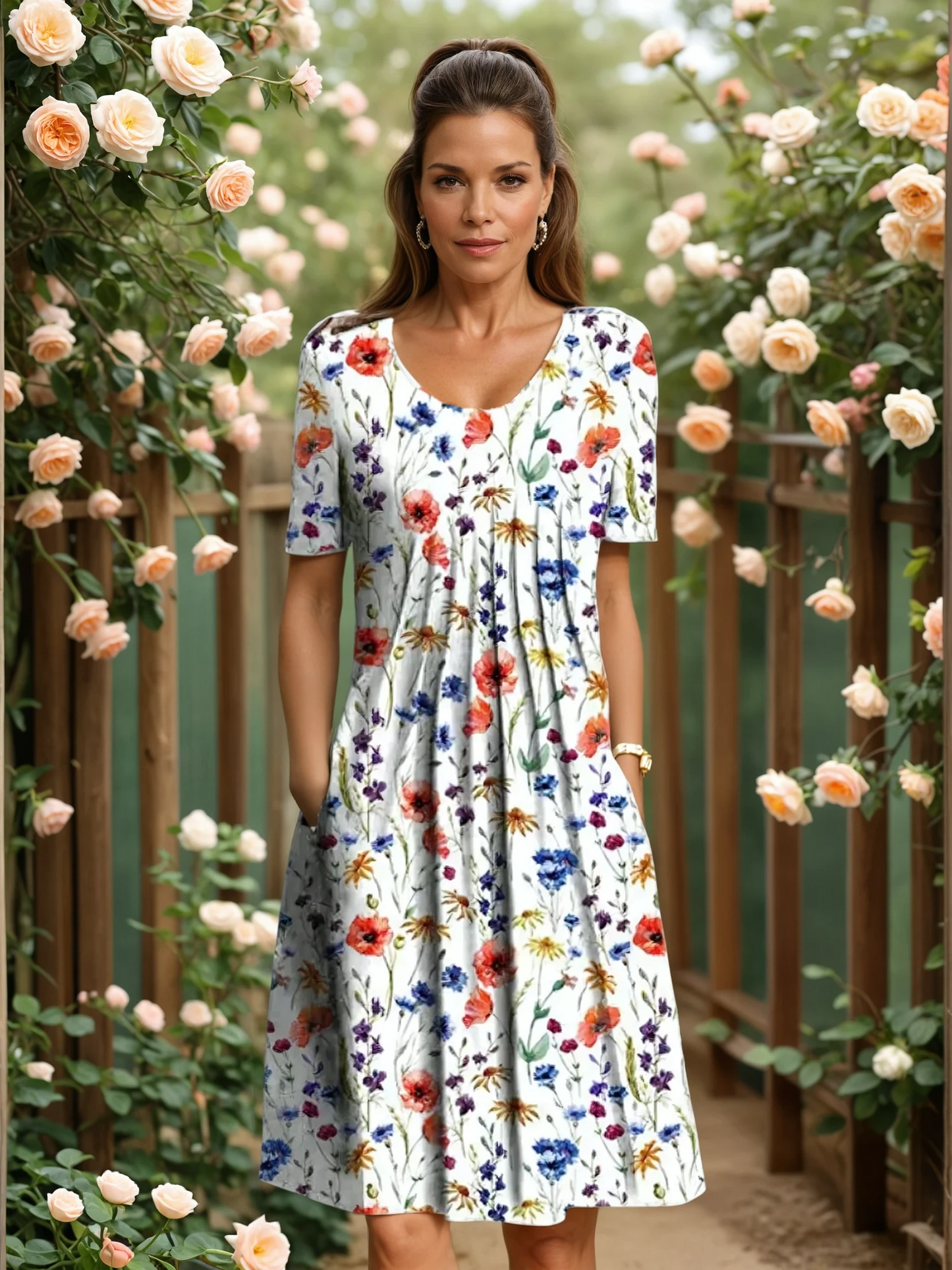Classic elegant flowy dress for women | Marianne -1