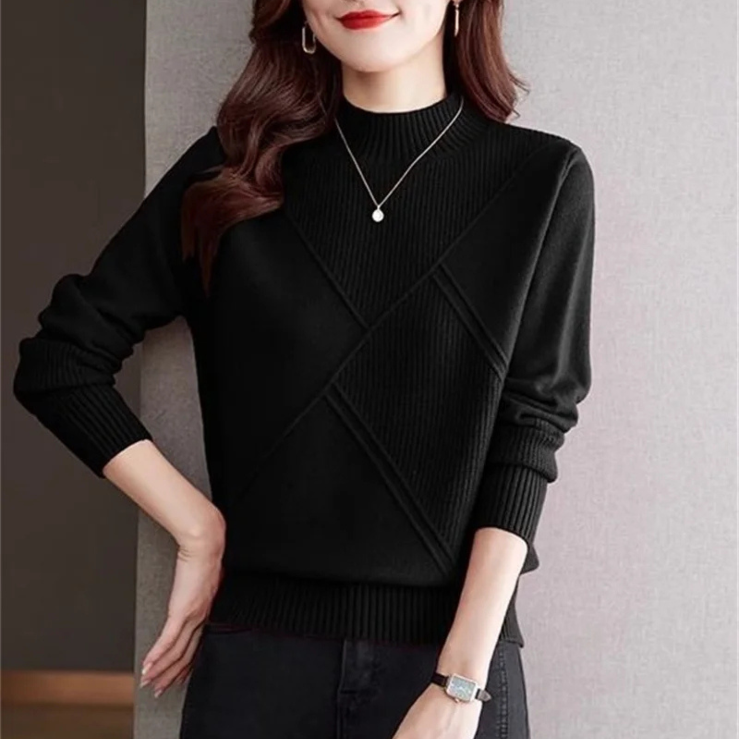 Cosy knit ribbed jumper for women | Everett -10