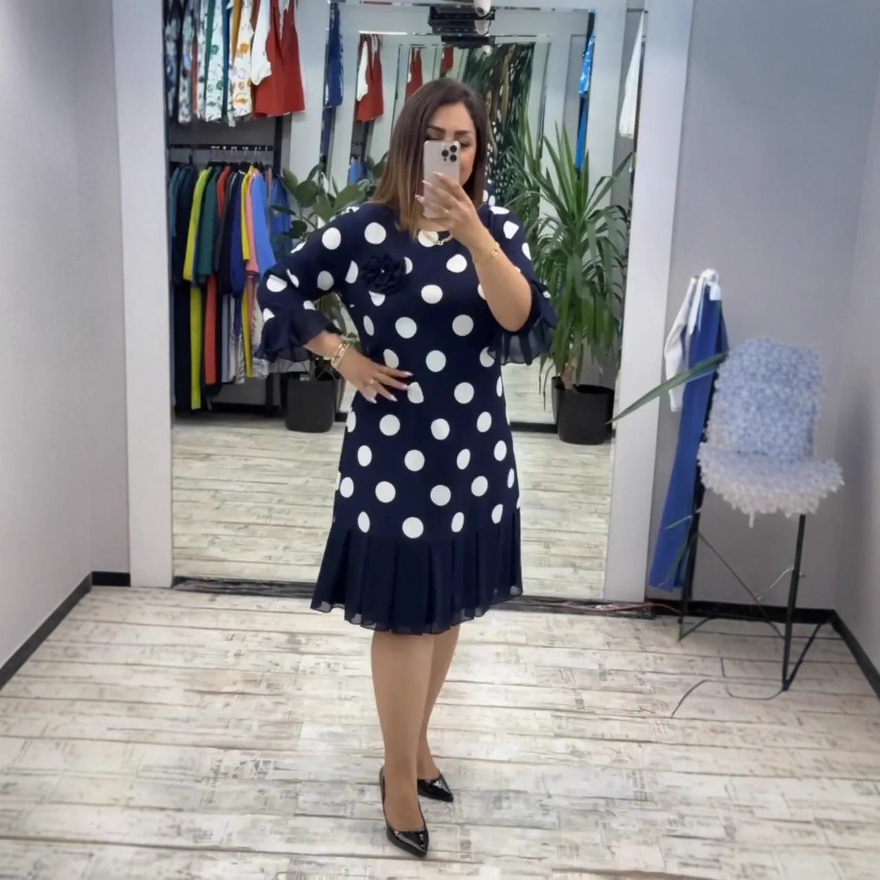 Elegant everyday relaxed midi dress for women | Palerine -3