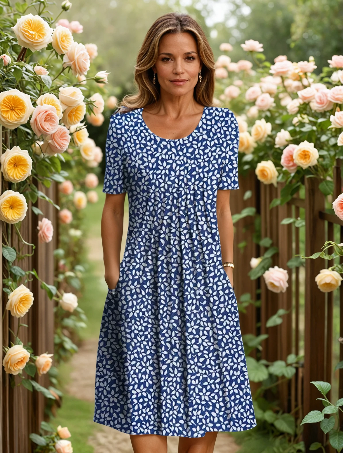 Classic elegant flowy dress for women | Marianne -4