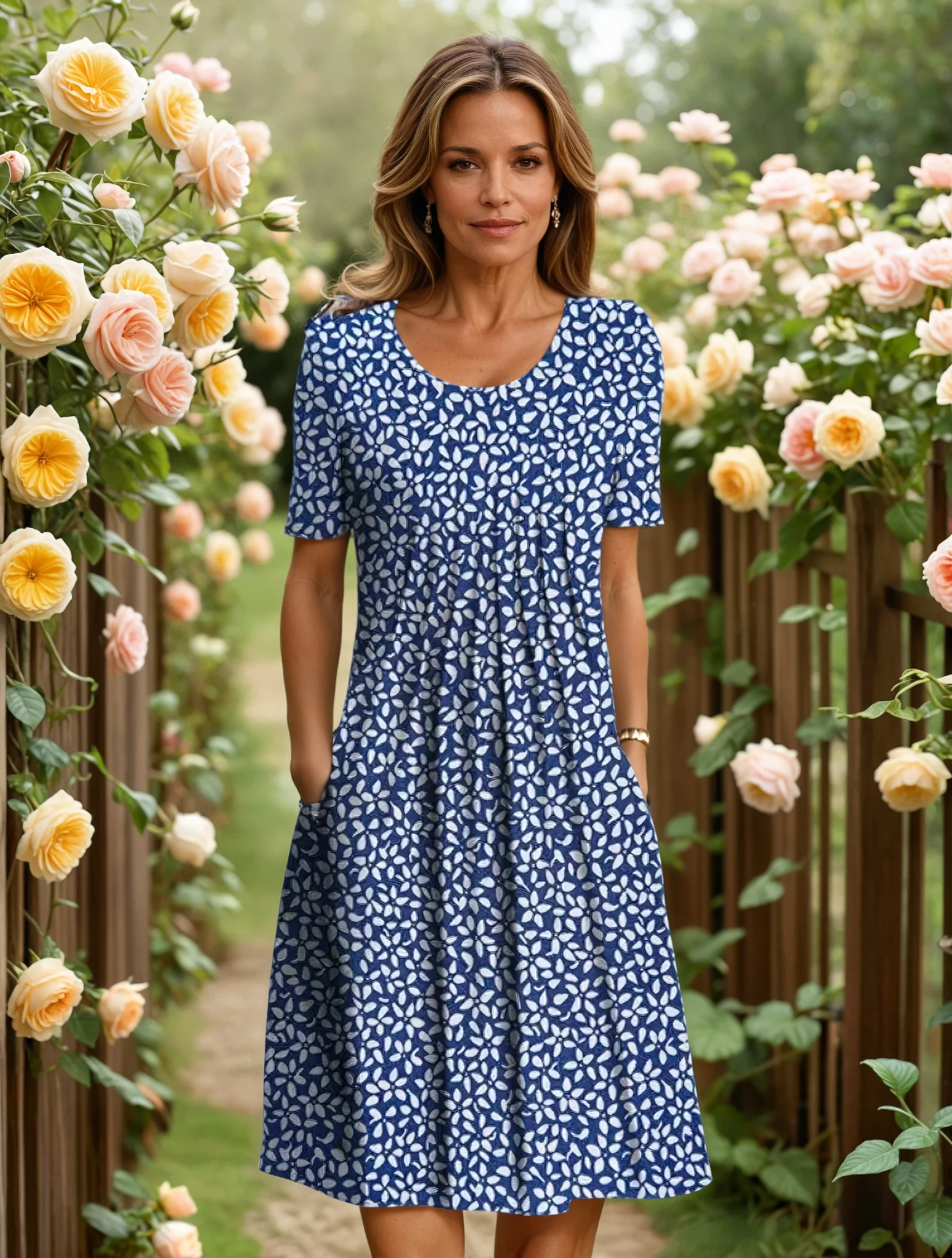 Classic elegant flowy dress for women | Marianne -4