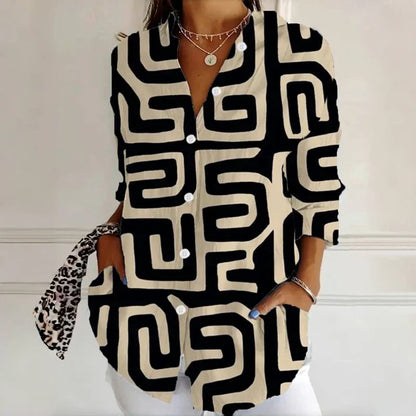 Classic feminine relaxed blouse for women | Ellaine -6