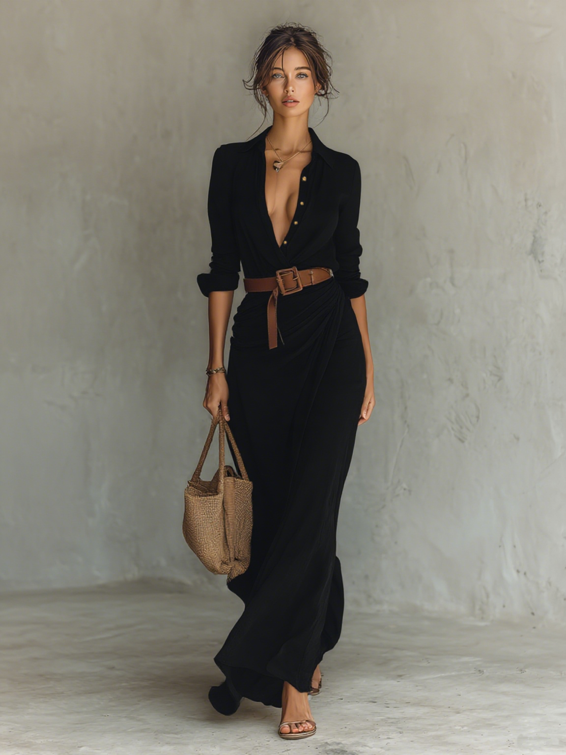 Classic everyday relaxed maxi dress for women -7