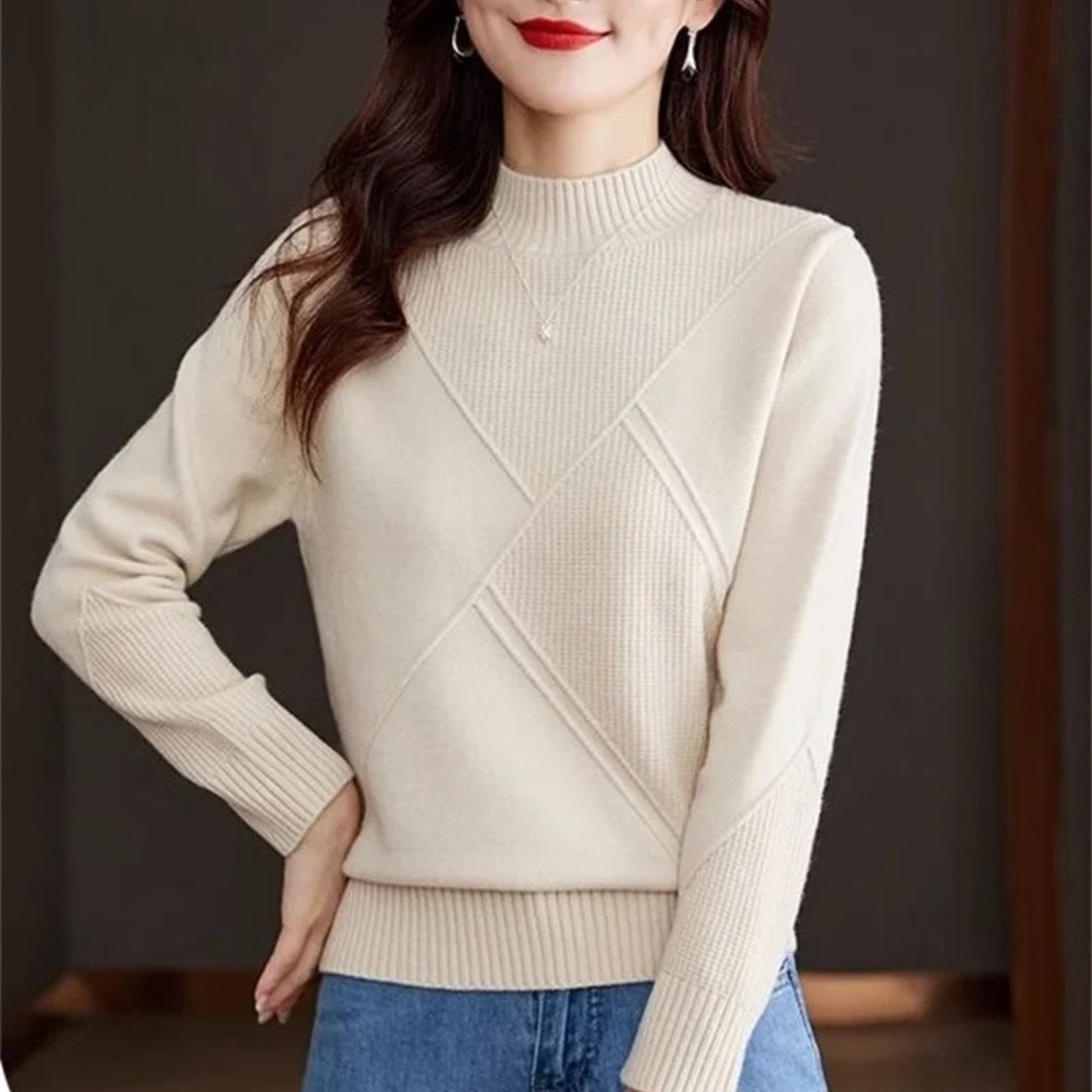 Cosy knit ribbed jumper for women | Everett -8