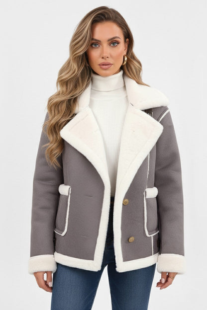 Elegant cosy warm faux fur jacket for women | Caurelle -6