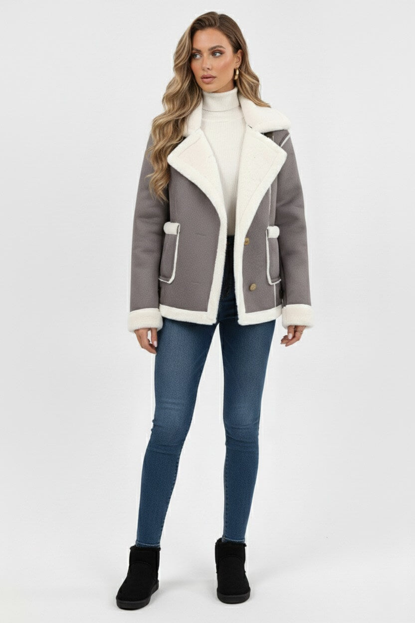Elegant cosy warm faux fur jacket for women | Caurelle -7