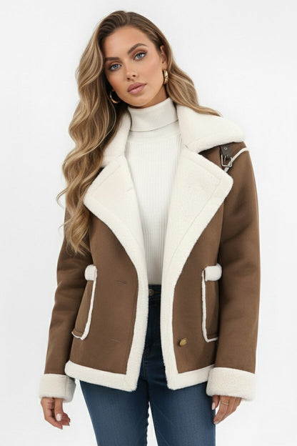 Elegant cosy warm faux fur jacket for women | Caurelle -4