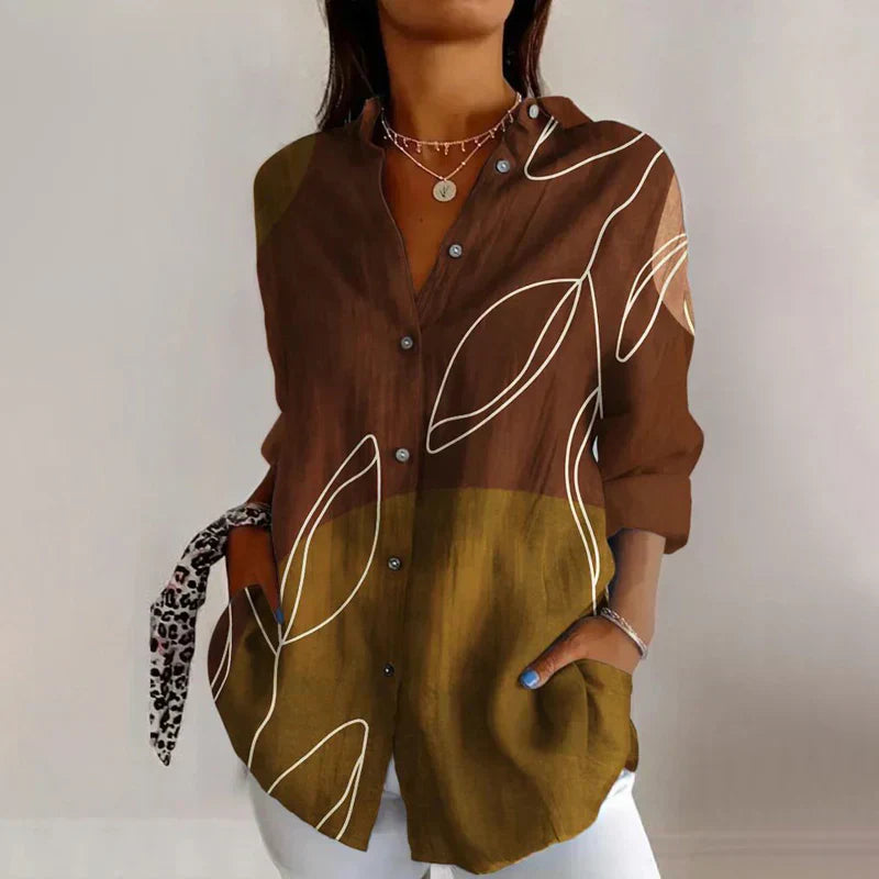 Classic feminine relaxed blouse for women | Ellaine -5